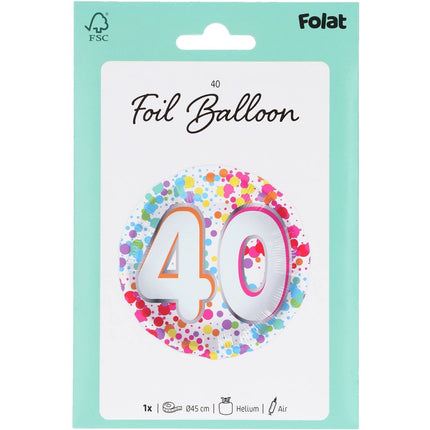 40 Jaar Helium Ballon Leeg 45cm van Folat koop je bij Partywinkel