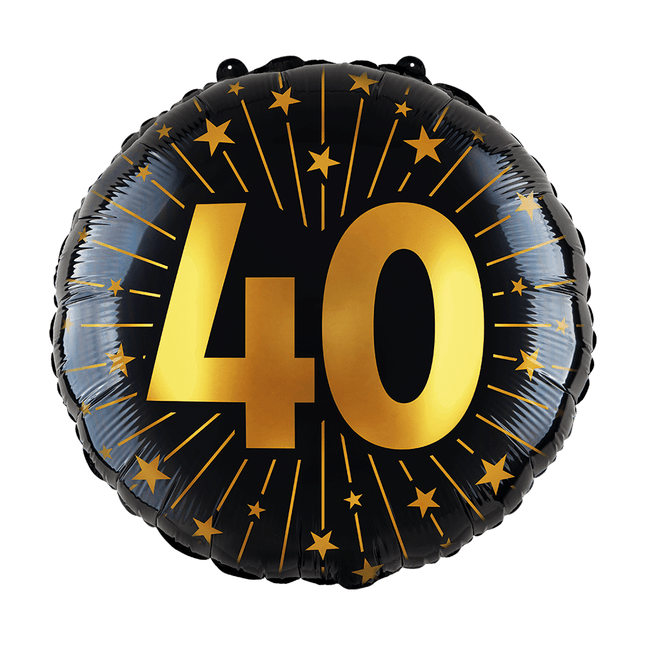 40 Jaar Helium Ballon Zwart Goud Folie Leeg 45cm van WeFiesta koop je bij Partywinkel