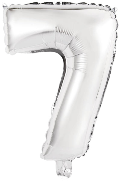 Balon foliowy - Mini Figurka 7 - Srebrny - 35 x 24 cm