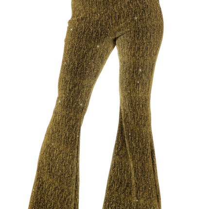 Złote spodnie damskie Flared Glitter