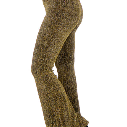 Złote spodnie damskie Flared Glitter