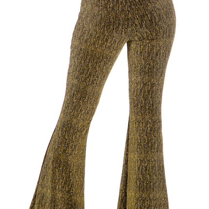 Złote spodnie damskie Flared Glitter