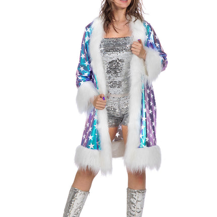 Niebieski płaszcz w gwiazdki