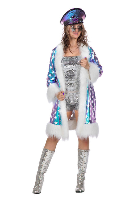 Niebieski płaszcz w gwiazdki