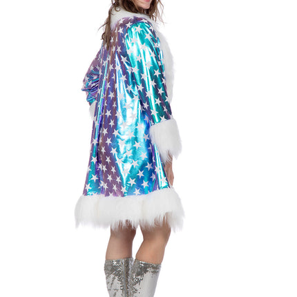 Niebieski płaszcz w gwiazdki