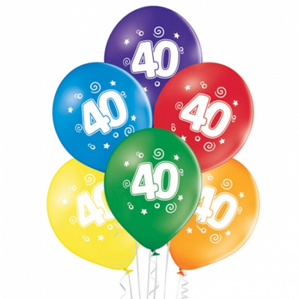 40 lat – kolorowe balony 30 cm, 10 szt.