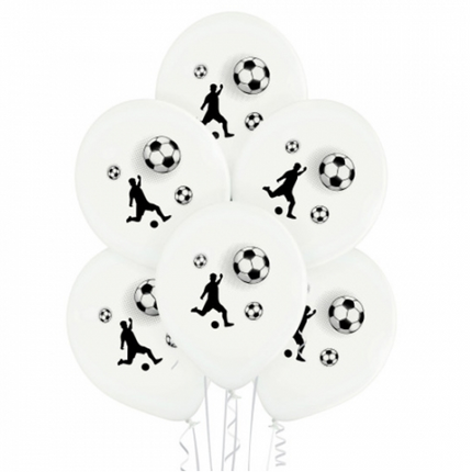 Balony w kształcie piłek nożnych, białe, 30 cm, 10 szt.