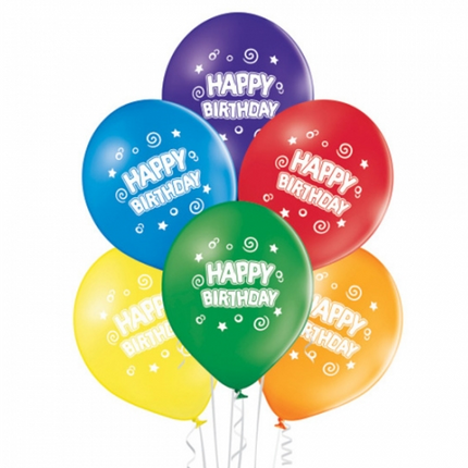 Kolorowe balony „Happy Birthday”, 30 cm, 10 szt.