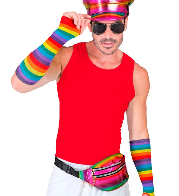 Torebka biodrowa tęczowa holograficzna