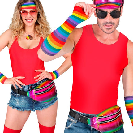 Torebka biodrowa tęczowa holograficzna