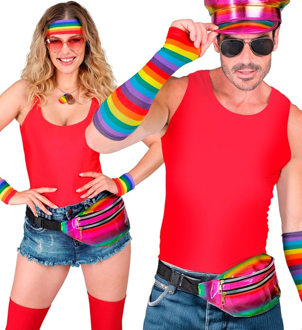 Torebka biodrowa tęczowa holograficzna