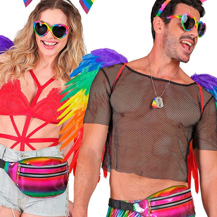 Torebka biodrowa tęczowa holograficzna