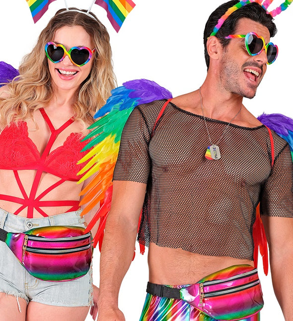 Torebka biodrowa tęczowa holograficzna