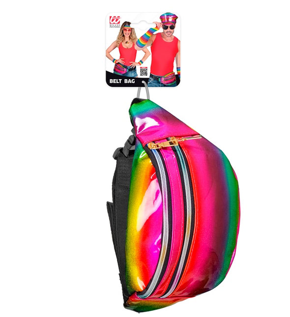 Torebka biodrowa tęczowa holograficzna