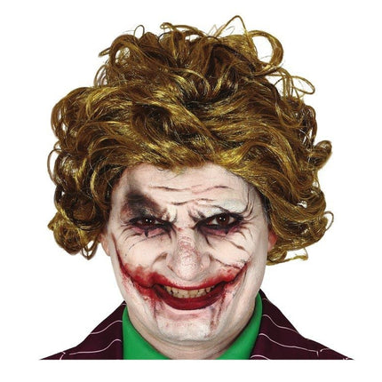 Halloweenowa peruka Joker żółto-zielona