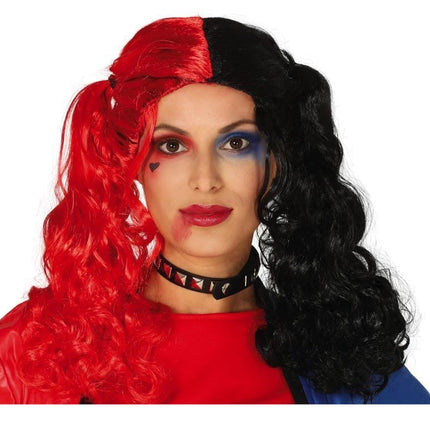 Peruka na Halloween z ogonem czerwono-czarna