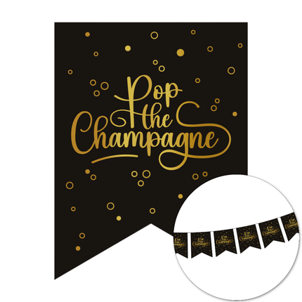 Papierowy baner proporczykowy 6m - Pop the Champagne - czarny