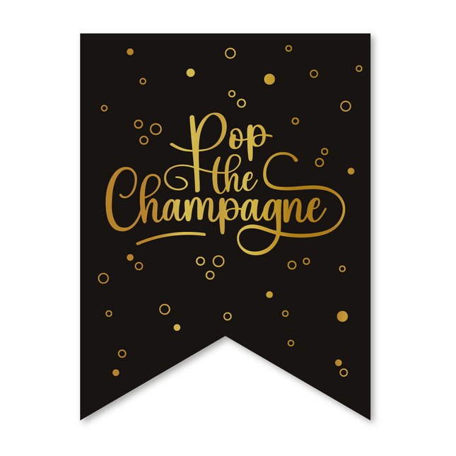 Papierowy baner proporczykowy 6m - Pop the Champagne - czarny
