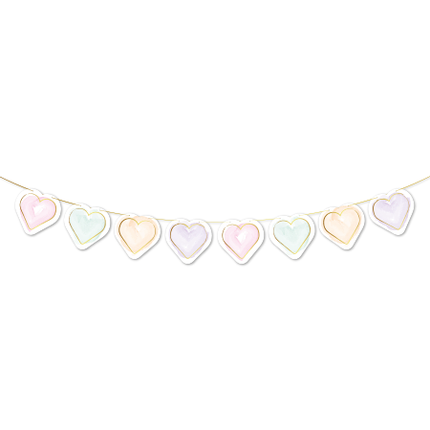 Papier girlandowy 2m - Akwarelowe serca