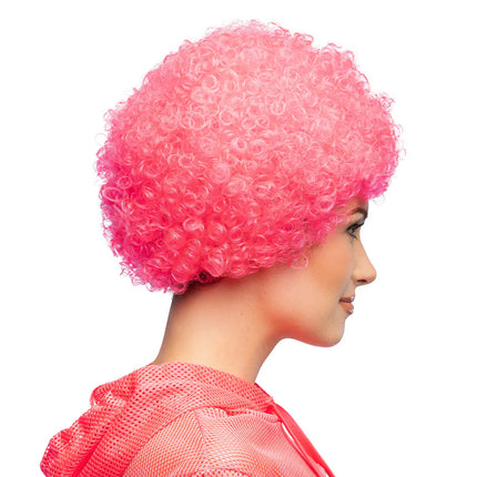 Peruka Curly w kolorze neonowo-różowym UV