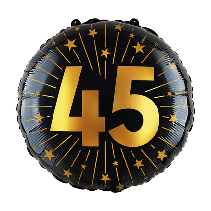 45 lat Balon helowy czarny złoty pusty 45 cm