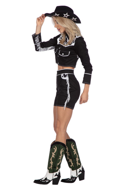 Czarny damski kostium kowbojki