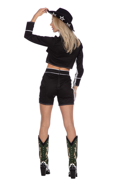 Czarny damski kostium kowbojki