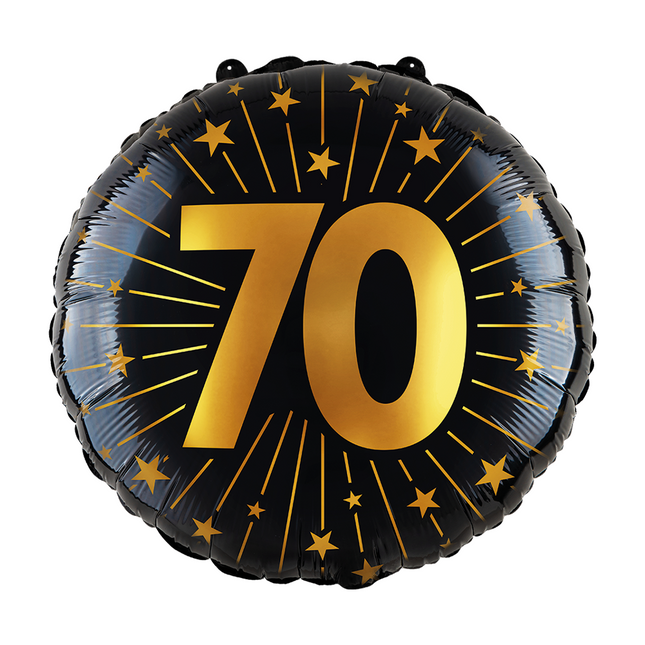 Balon helowy na 70 lat czarny złoty pusty 45 cm