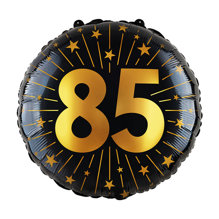 85 lat Balon helowy czarny złoty pusty 45 cm
