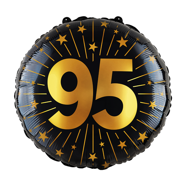 95 lat Balon helowy czarny złoty pusty 45 cm
