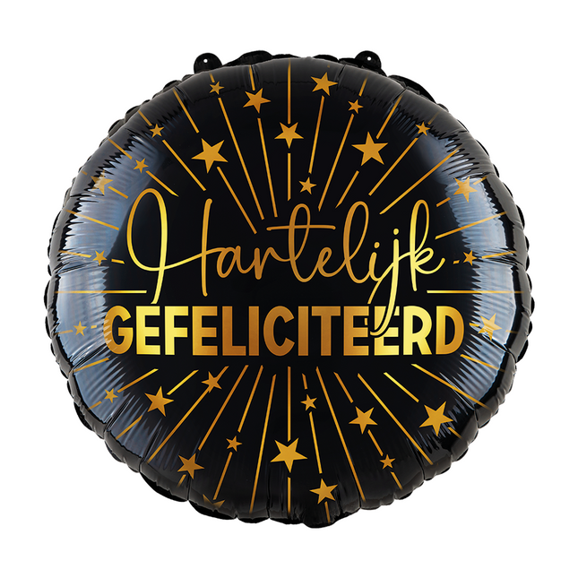 Urodzinowy balon helowy czarny złoty pusty 45 cm
