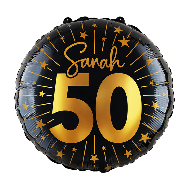 Balon helowy na 50 lat Black Gold Sarah pusty 45 cm