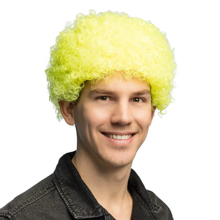 Peruka Curly w kolorze neonowożółtym UV