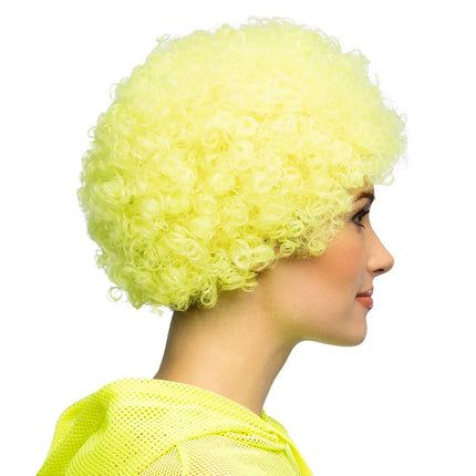 Peruka Curly w kolorze neonowożółtym UV