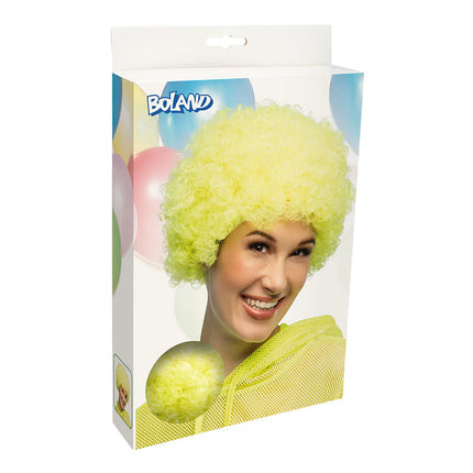 Peruka Curly w kolorze neonowożółtym UV