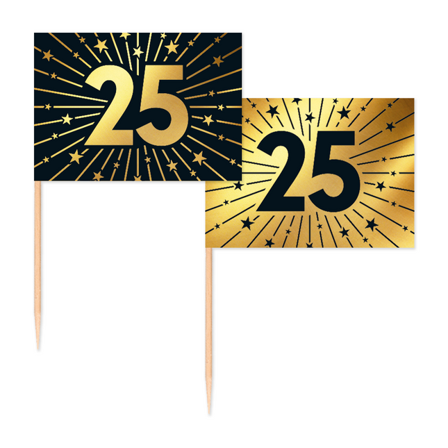 25-letnie szpikulce do koktajli złoto-czarne 50 szt