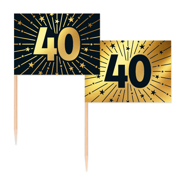 40-letnie szpikulce do koktajli złoto-czarne 50 szt