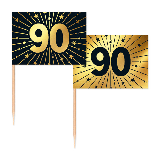 90-letnie szpikulce do koktajli złoto-czarne 50 szt