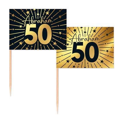 50-letnie szpikulce do koktajli Gold Black Abraham 50 szt