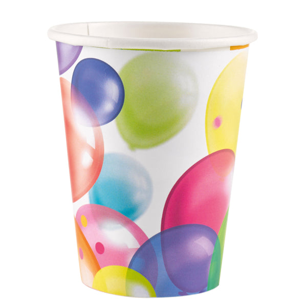 8 papierowych kubków Balloons 250 ml