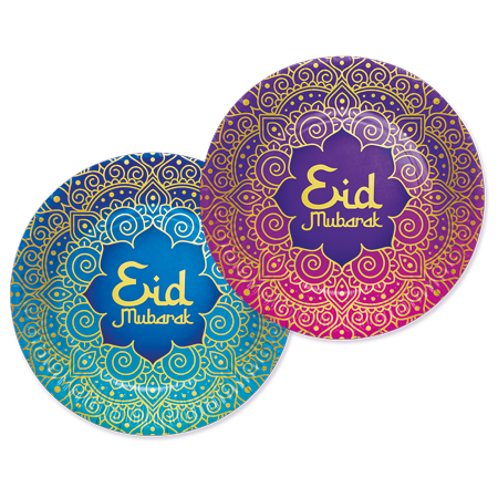 Kolorowe talerze na Ramadan Eid Mubarak 23cm 8szt