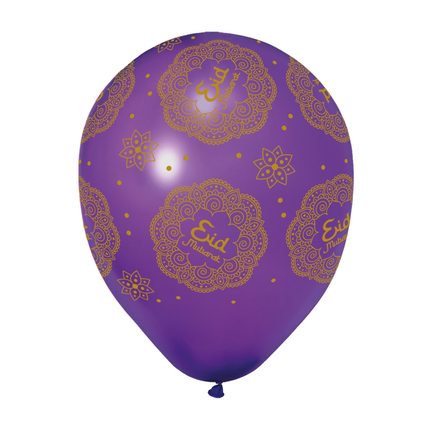 Balony Eid Mubarak fioletowe niebieskie 30cm 6szt