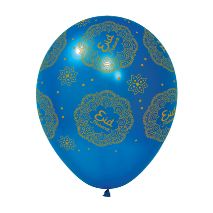 Balony Eid Mubarak fioletowe niebieskie 30cm 6szt