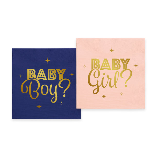 20 3-warstwowych serwetek papierowych 33x33cm FSC - Gender Reveal