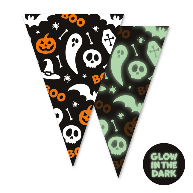Girlanda papierowa 6m świecąca w ciemności Halloween Boo 20x30cm
