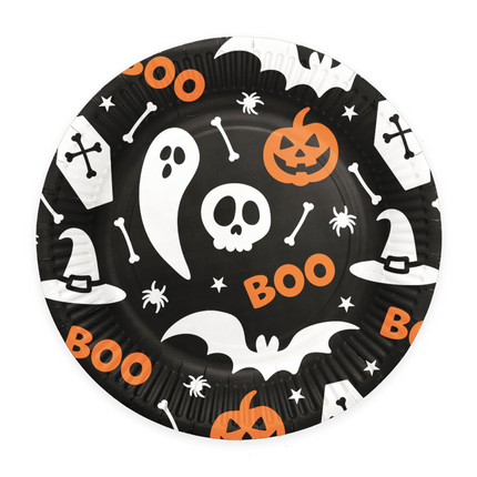 8 papierowych talerzyków 23 cm Halloween Boo