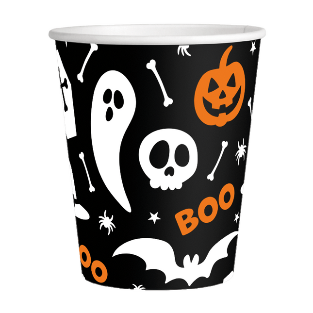 8 papierowych kubków 210 ml Halloween Boo
