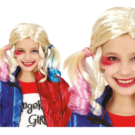 Blond peruka Harley Quinn dla dziecka