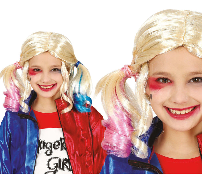 Blond peruka Harley Quinn dla dziecka