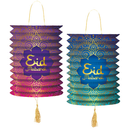 Lampiony Eid Mubarak fioletowo-niebieskie 25cm 2szt